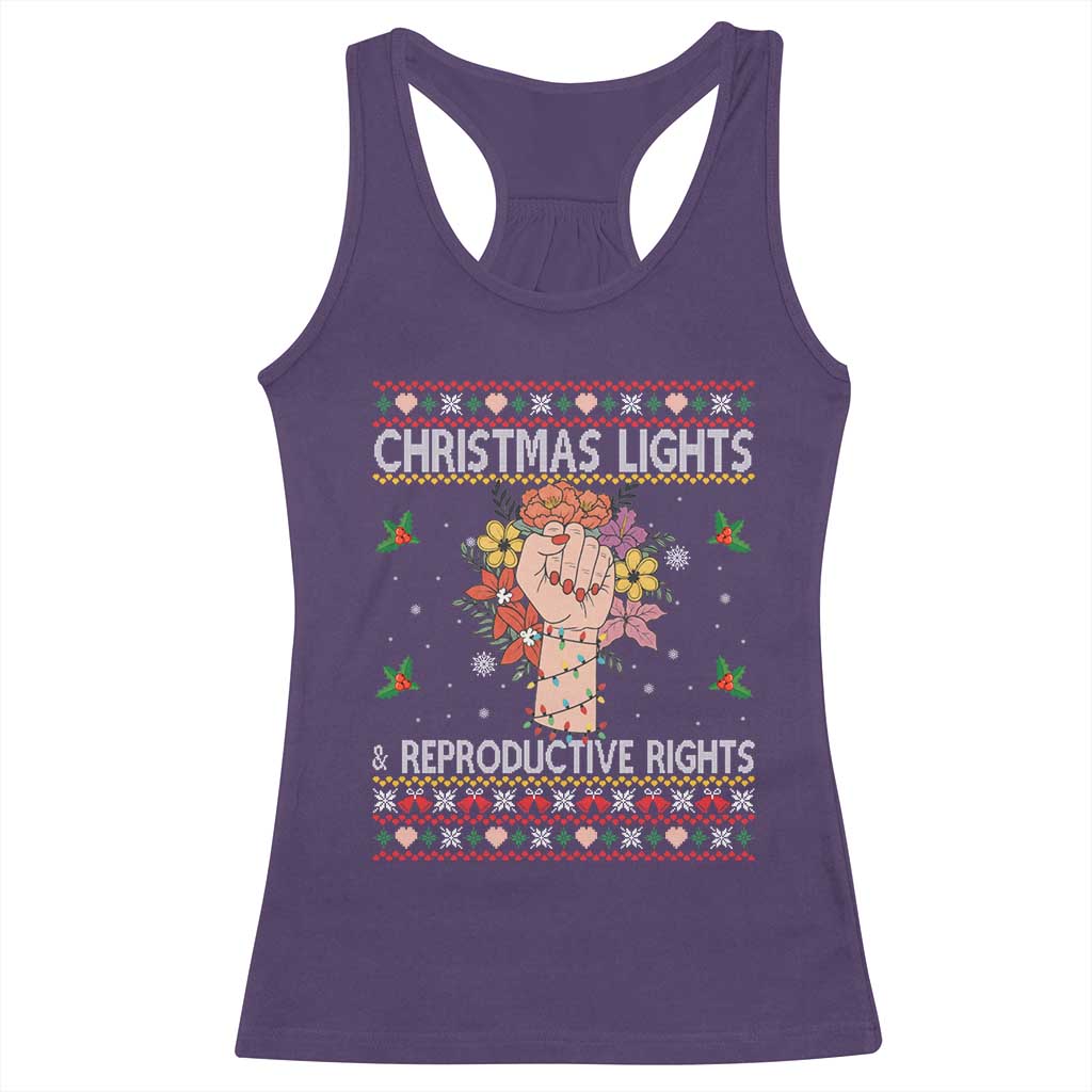 Funny Feminist Lights And Reproductive Rights Racerback Tank Top Ugly Christmas Gift - Wonder Print Shop