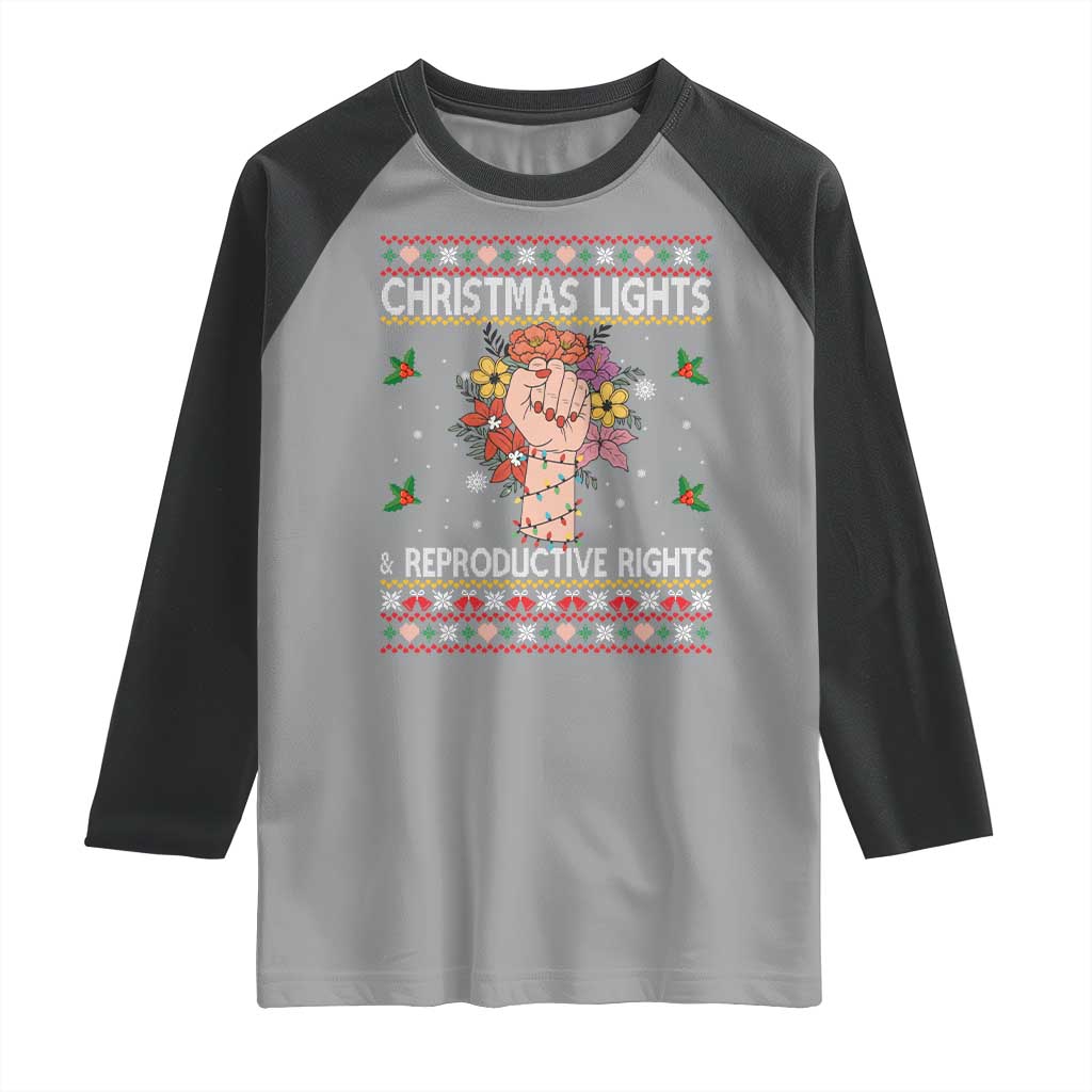 Funny Feminist Lights And Reproductive Rights Raglan Shirt Ugly Christmas Gift - Wonder Print Shop