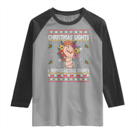 Funny Feminist Lights And Reproductive Rights Raglan Shirt Ugly Christmas Gift - Wonder Print Shop