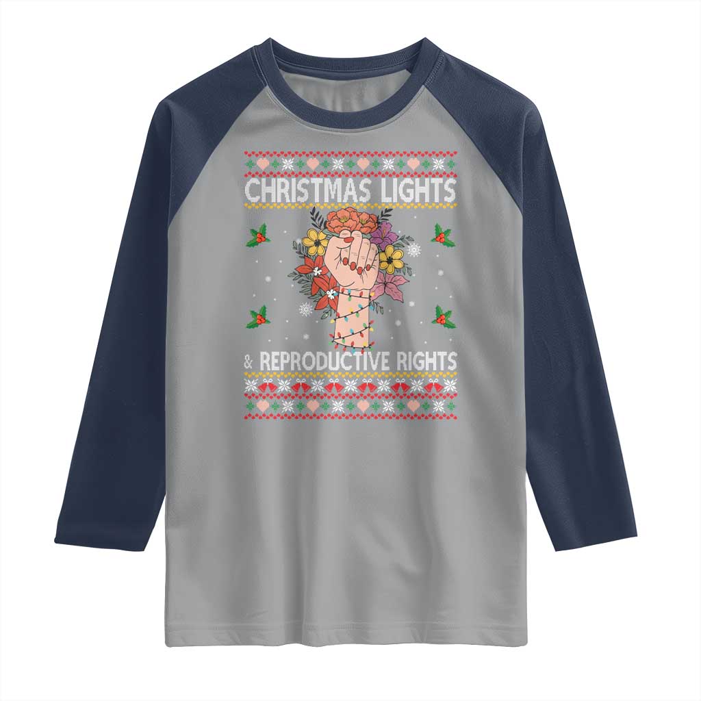 Funny Feminist Lights And Reproductive Rights Raglan Shirt Ugly Christmas Gift - Wonder Print Shop