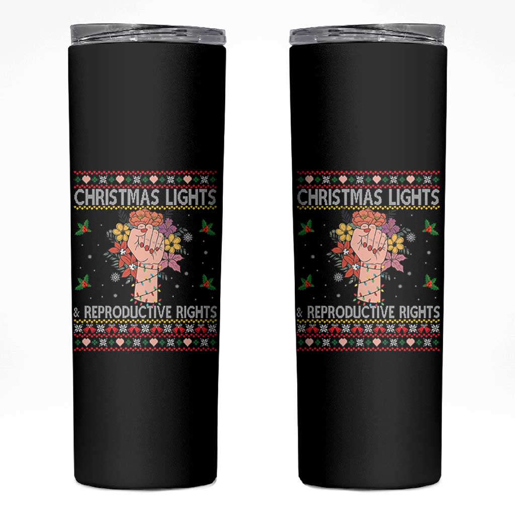 Funny Feminist Lights And Reproductive Rights Skinny Tumbler Ugly Christmas Gift - Wonder Print Shop