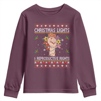 Funny Feminist Lights And Reproductive Rights Youth Sweatshirt Ugly Christmas Gift - Wonder Print Shop