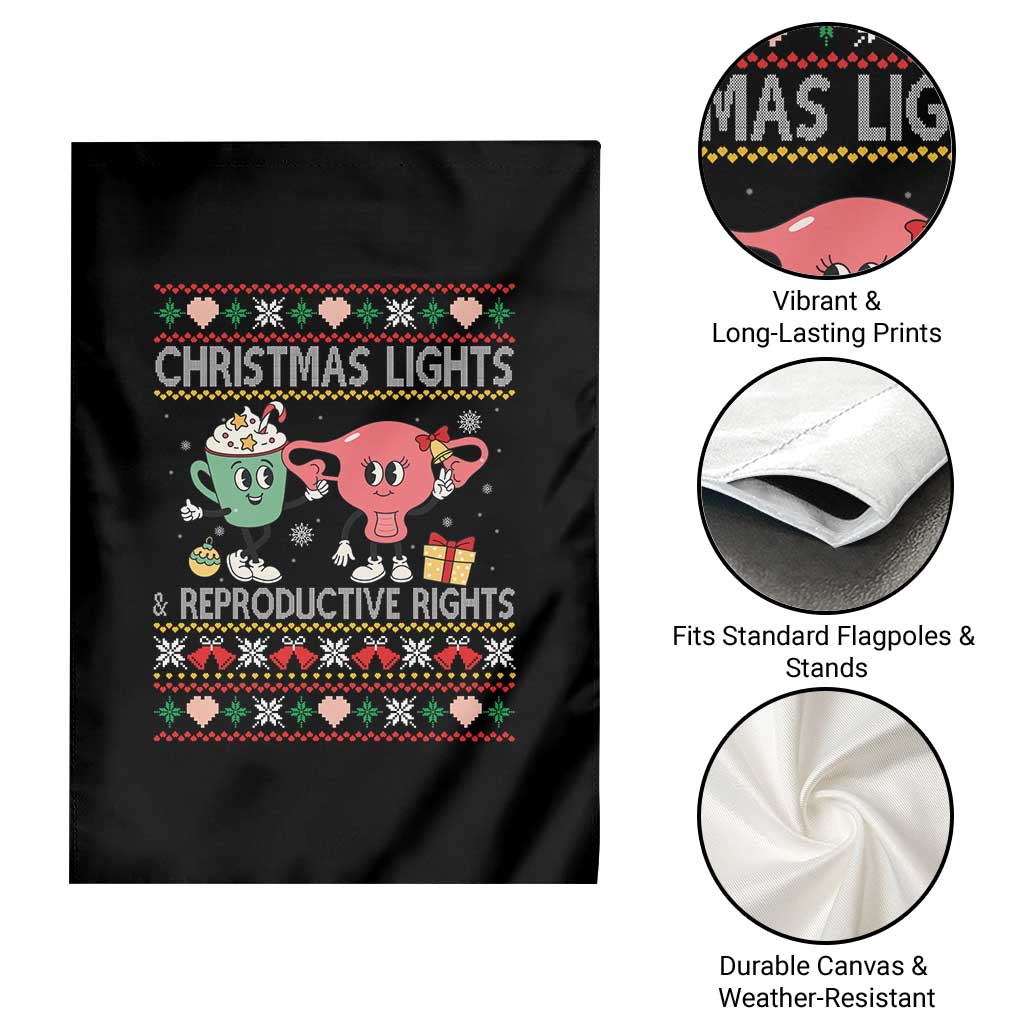 Funny Feminist Christmas Lights And Reproductive Rights Ugly Holiday Gift Garden Flag - Wonder Print Shop