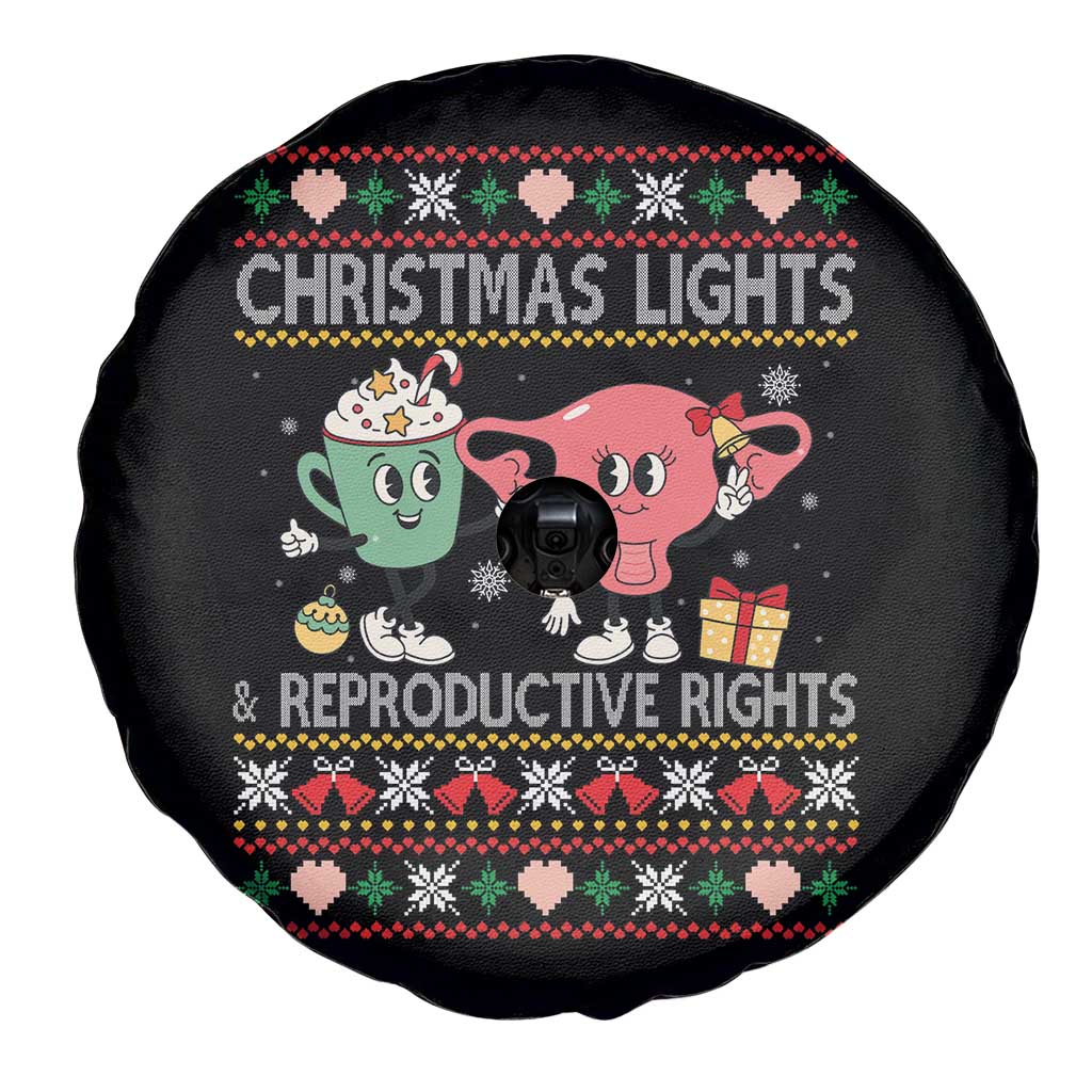 Funny Feminist Christmas Lights And Reproductive Rights Ugly Holiday Gift Spare Tire Cover - Wonder Print Shop