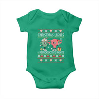 Funny Feminist Christmas Lights And Reproductive Rights Ugly Holiday Gift Baby Onesie - Wonder Print Shop