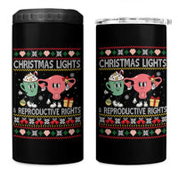 Funny Feminist Christmas Lights And Reproductive Rights Ugly Holiday Gift 4 in 1 Can Cooler Tumbler - Wonder Print Shop