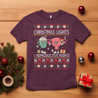 Funny Feminist Christmas Lights And Reproductive Rights Ugly Holiday Gift T Shirt - Wonder Print Shop