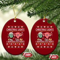 Funny Feminist Christmas Lights And Reproductive Rights Ugly Holiday Gift Ceramic Ornament - Wonder Print Shop