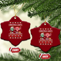 Funny Feminist Christmas Lights And Reproductive Rights Ugly Holiday Gift Ceramic Ornament - Wonder Print Shop