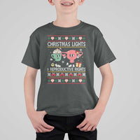 Funny Feminist Christmas Lights And Reproductive Rights Ugly Holiday Gift T Shirt For Kid - Wonder Print Shop