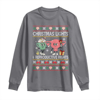 Funny Feminist Christmas Lights And Reproductive Rights Ugly Holiday Gift Long Sleeve Shirt - Wonder Print Shop