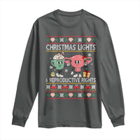 Funny Feminist Christmas Lights And Reproductive Rights Ugly Holiday Gift Long Sleeve Shirt - Wonder Print Shop