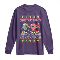 Funny Feminist Christmas Lights And Reproductive Rights Ugly Holiday Gift Long Sleeve Shirt - Wonder Print Shop
