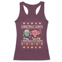Funny Feminist Christmas Lights And Reproductive Rights Ugly Holiday Gift Racerback Tank Top - Wonder Print Shop