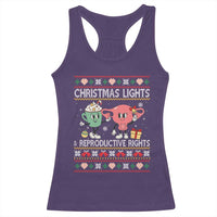 Funny Feminist Christmas Lights And Reproductive Rights Ugly Holiday Gift Racerback Tank Top - Wonder Print Shop