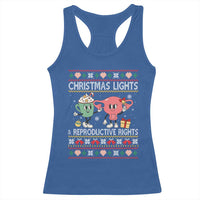 Funny Feminist Christmas Lights And Reproductive Rights Ugly Holiday Gift Racerback Tank Top - Wonder Print Shop