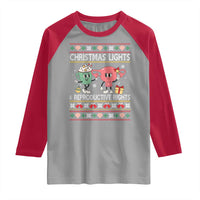 Funny Feminist Christmas Lights And Reproductive Rights Ugly Holiday Gift Raglan Shirt - Wonder Print Shop