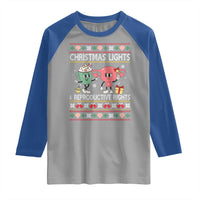 Funny Feminist Christmas Lights And Reproductive Rights Ugly Holiday Gift Raglan Shirt - Wonder Print Shop