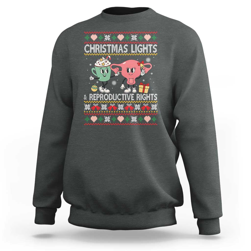 Funny Feminist Christmas Lights And Reproductive Rights Ugly Holiday Gift Sweatshirt - Wonder Print Shop