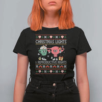Funny Feminist Christmas Lights And Reproductive Rights Ugly Holiday Gift T Shirt For Women - Wonder Print Shop