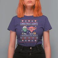 Funny Feminist Christmas Lights And Reproductive Rights Ugly Holiday Gift T Shirt For Women - Wonder Print Shop