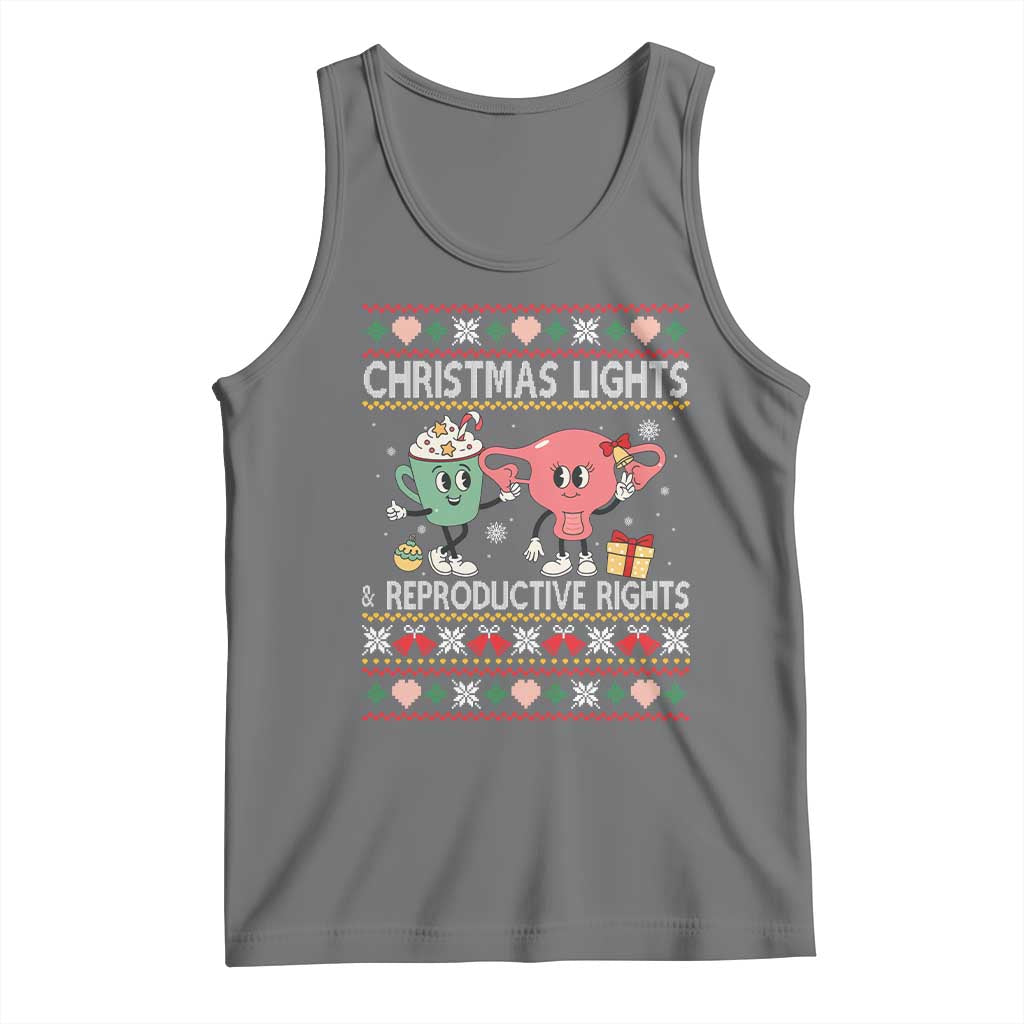 Funny Feminist Christmas Lights And Reproductive Rights Ugly Holiday Gift Tank Top - Wonder Print Shop