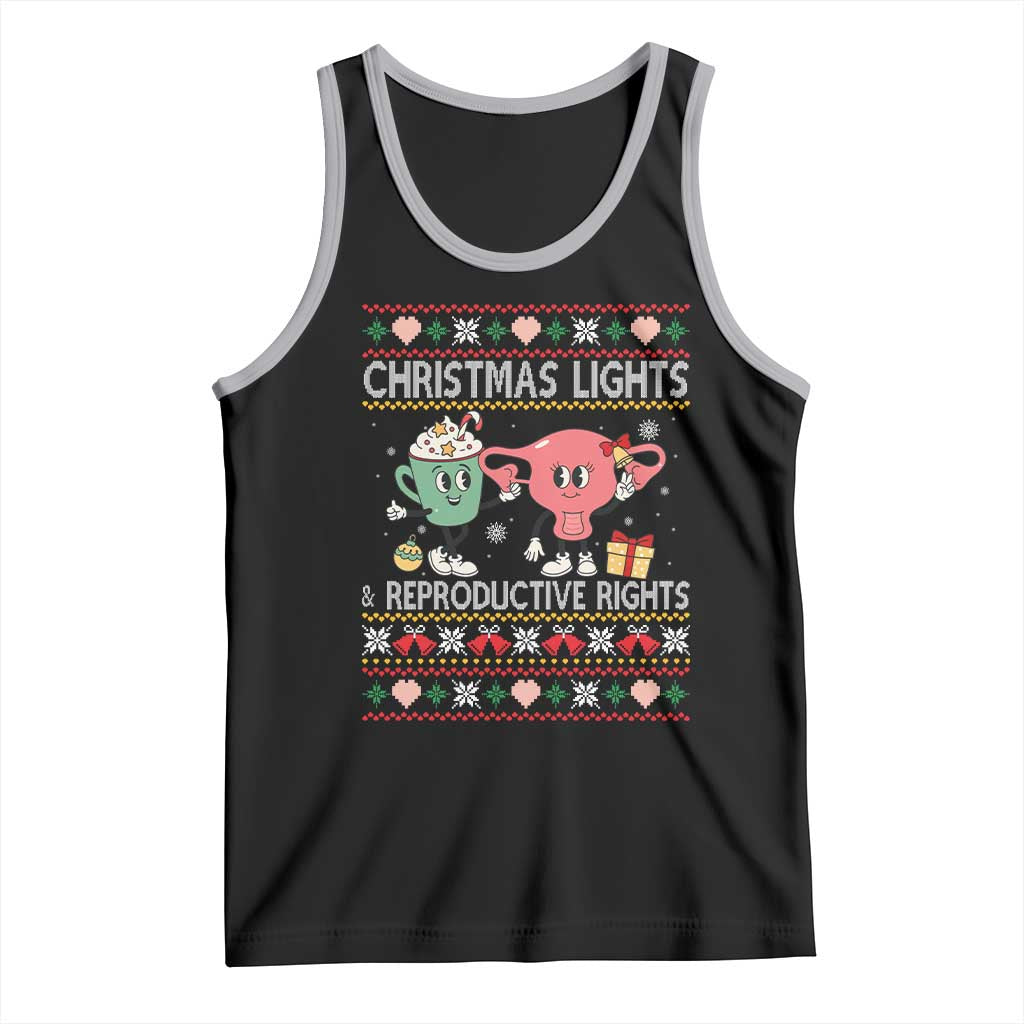 Funny Feminist Christmas Lights And Reproductive Rights Ugly Holiday Gift Tank Top - Wonder Print Shop