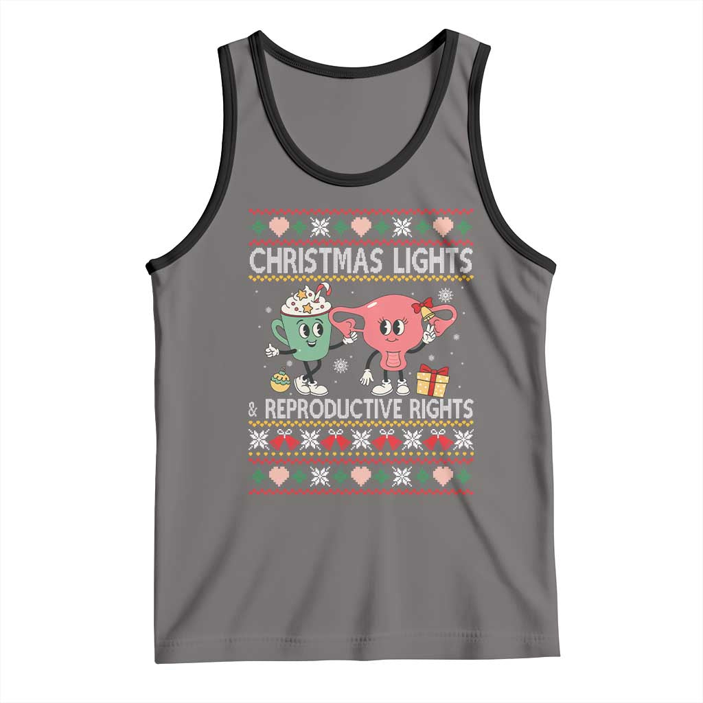 Funny Feminist Christmas Lights And Reproductive Rights Ugly Holiday Gift Tank Top - Wonder Print Shop