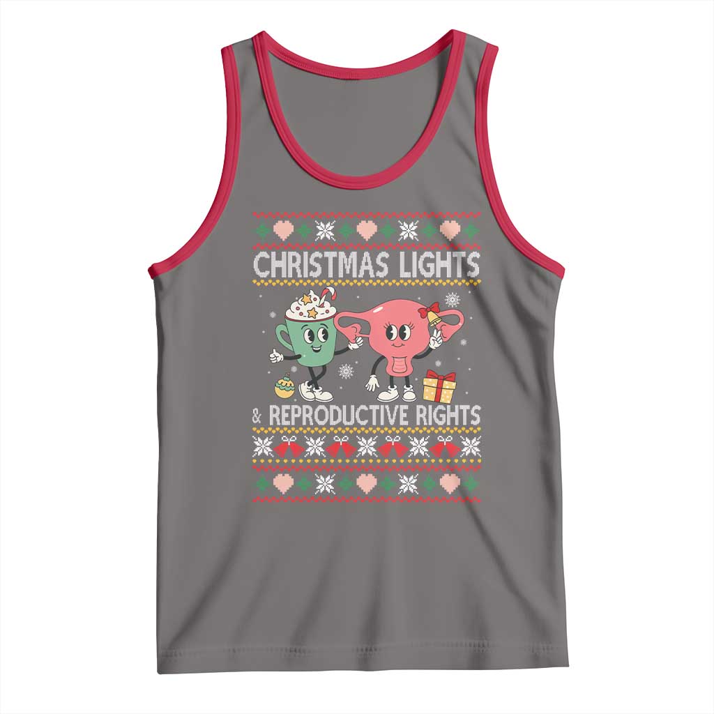 Funny Feminist Christmas Lights And Reproductive Rights Ugly Holiday Gift Tank Top - Wonder Print Shop