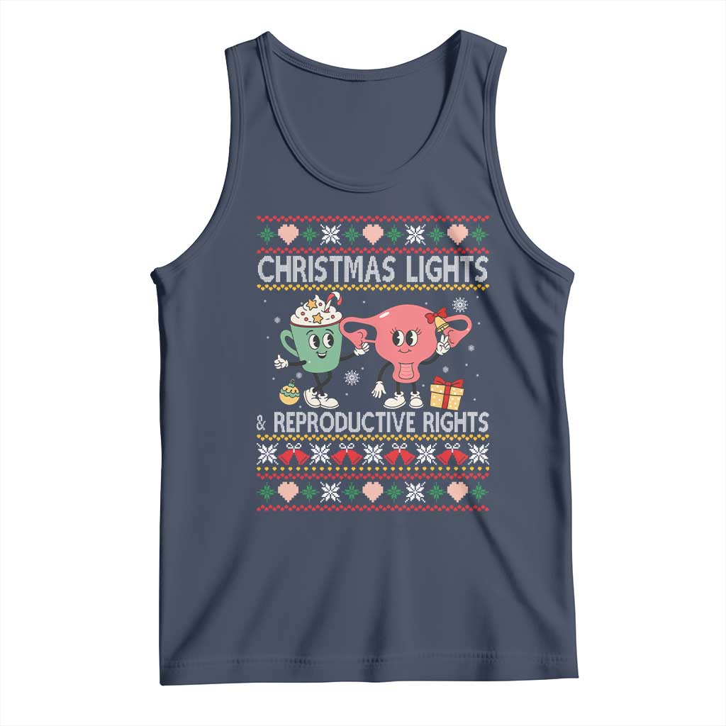 Funny Feminist Christmas Lights And Reproductive Rights Ugly Holiday Gift Tank Top - Wonder Print Shop