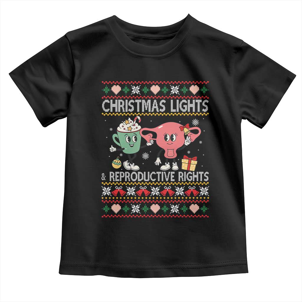 Funny Feminist Christmas Lights And Reproductive Rights Ugly Holiday Gift Toddler T Shirt - Wonder Print Shop