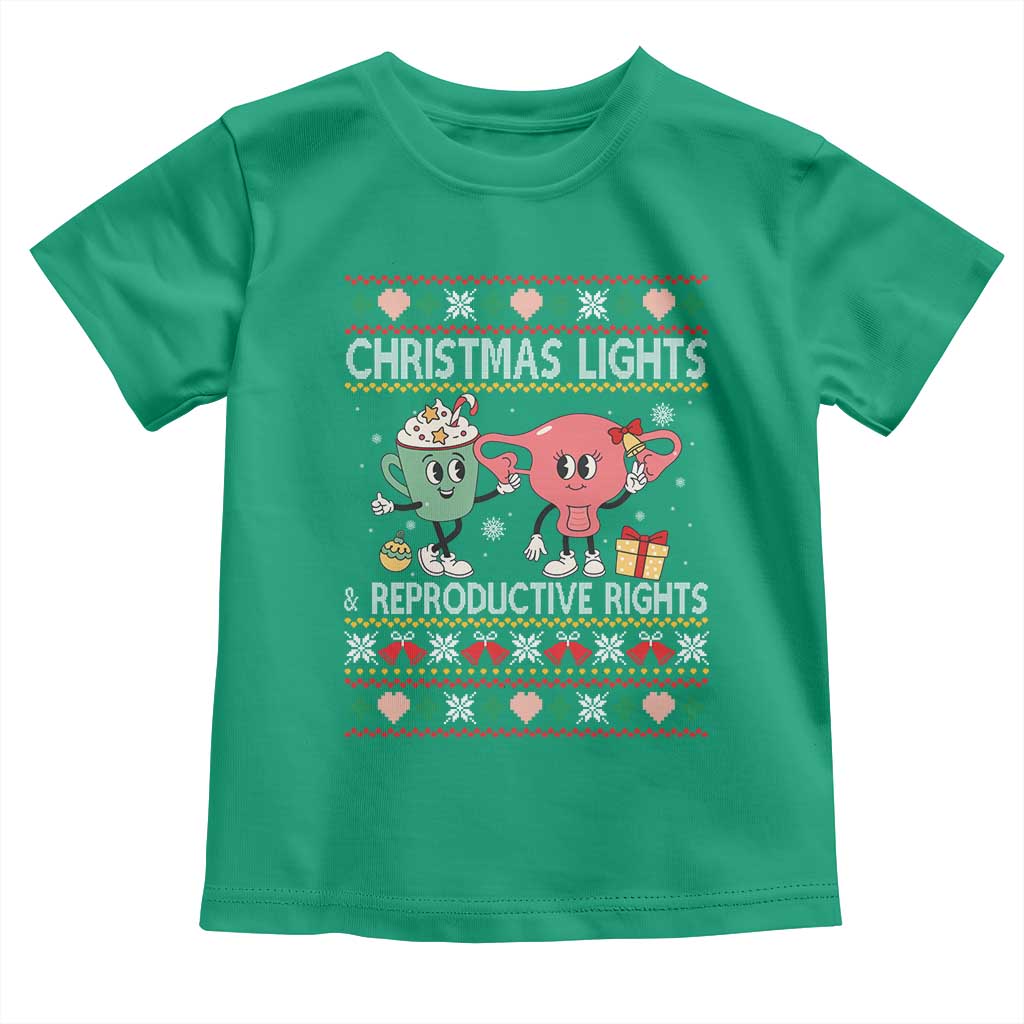 Funny Feminist Christmas Lights And Reproductive Rights Ugly Holiday Gift Toddler T Shirt - Wonder Print Shop