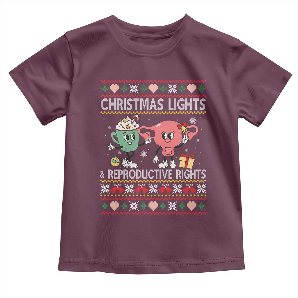 Funny Feminist Christmas Lights And Reproductive Rights Ugly Holiday Gift Toddler T Shirt - Wonder Print Shop