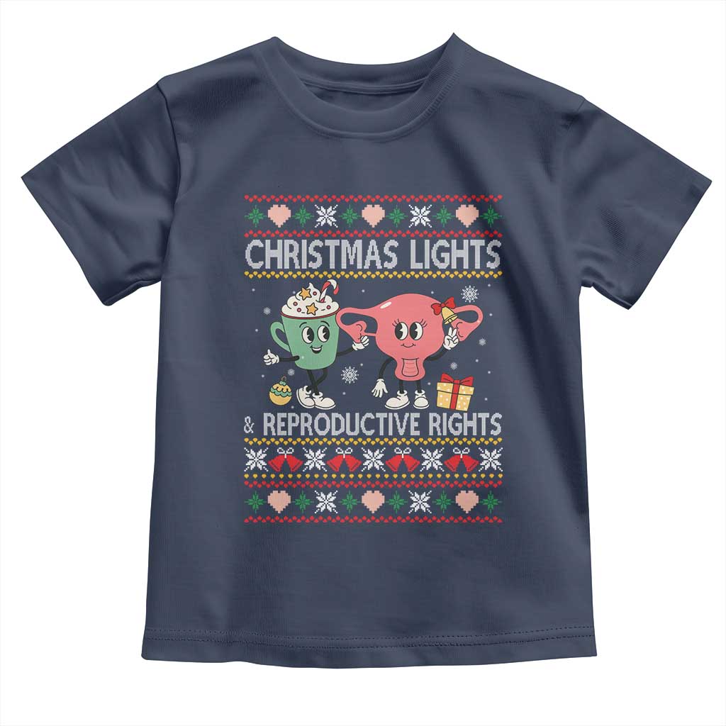 Funny Feminist Christmas Lights And Reproductive Rights Ugly Holiday Gift Toddler T Shirt - Wonder Print Shop