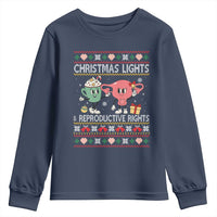 Funny Feminist Christmas Lights And Reproductive Rights Ugly Holiday Gift Youth Sweatshirt - Wonder Print Shop