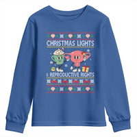 Funny Feminist Christmas Lights And Reproductive Rights Ugly Holiday Gift Youth Sweatshirt - Wonder Print Shop
