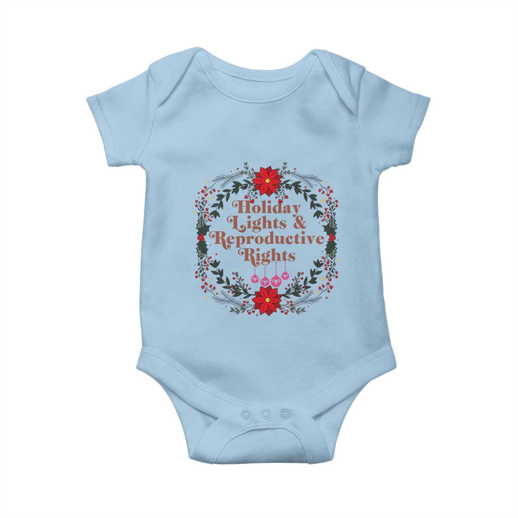 Holiday Lights And Reproductive Rights Baby Onesie Funny Feminist Christmas Gift - Wonder Print Shop