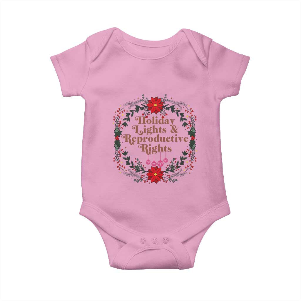 Holiday Lights And Reproductive Rights Baby Onesie Funny Feminist Christmas Gift - Wonder Print Shop
