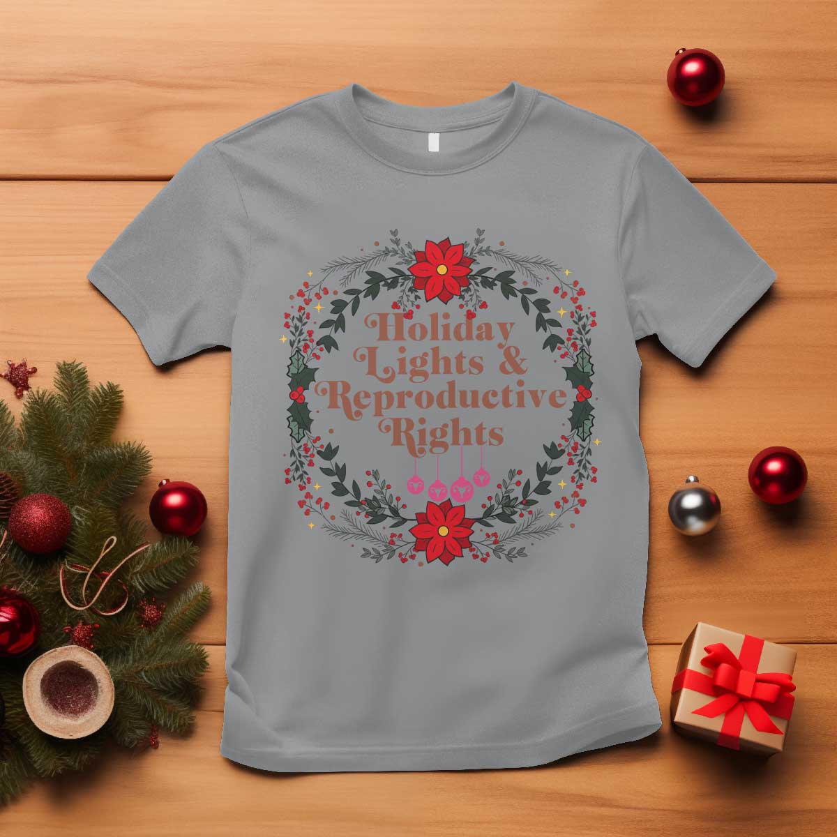 Holiday Lights And Reproductive Rights T Shirt Funny Feminist Christmas Gift - Wonder Print Shop