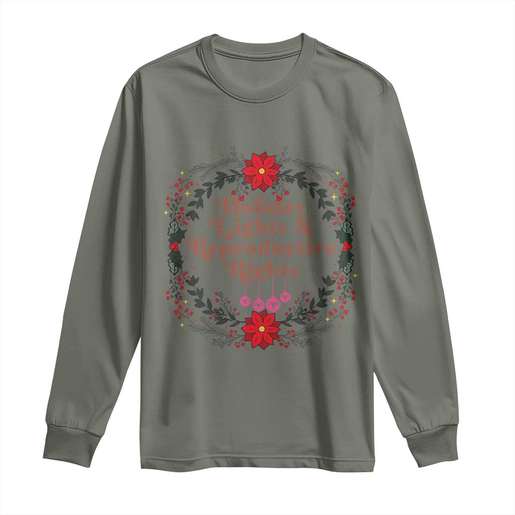 Holiday Lights And Reproductive Rights Long Sleeve Shirt Funny Feminist Christmas Gift - Wonder Print Shop