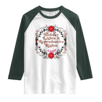Holiday Lights And Reproductive Rights Raglan Shirt Funny Feminist Christmas Gift - Wonder Print Shop