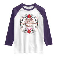 Holiday Lights And Reproductive Rights Raglan Shirt Funny Feminist Christmas Gift - Wonder Print Shop