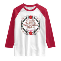Holiday Lights And Reproductive Rights Raglan Shirt Funny Feminist Christmas Gift - Wonder Print Shop