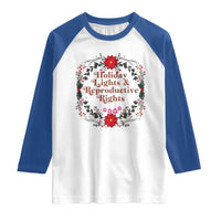 Holiday Lights And Reproductive Rights Raglan Shirt Funny Feminist Christmas Gift - Wonder Print Shop