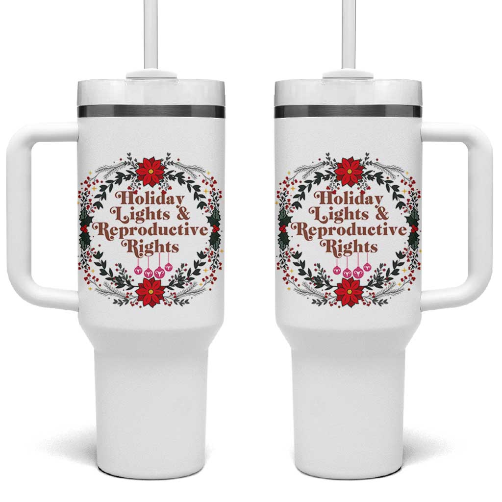 Holiday Lights And Reproductive Rights Tumbler With Handle Funny Feminist Christmas Gift - Wonder Print Shop