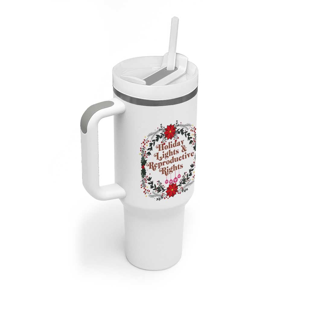 Holiday Lights And Reproductive Rights Tumbler With Handle Funny Feminist Christmas Gift - Wonder Print Shop