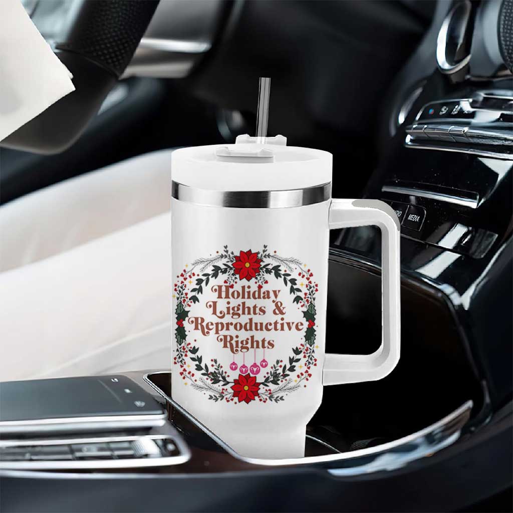Holiday Lights And Reproductive Rights Tumbler With Handle Funny Feminist Christmas Gift - Wonder Print Shop