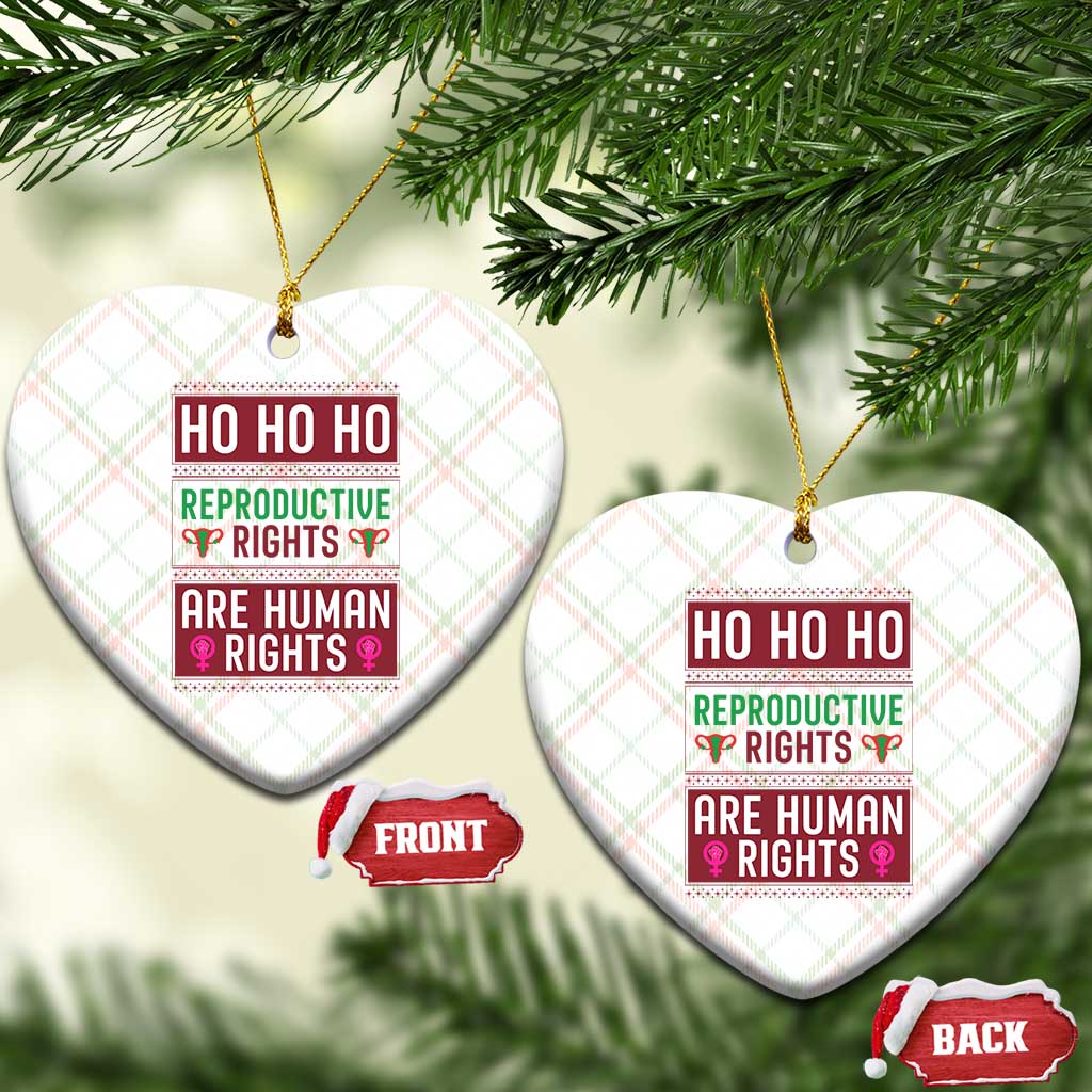 Funny Christmas Feminist Gift Ceramic Ornament Reproductive Rights Are Human Rights - Wonder Print Shop