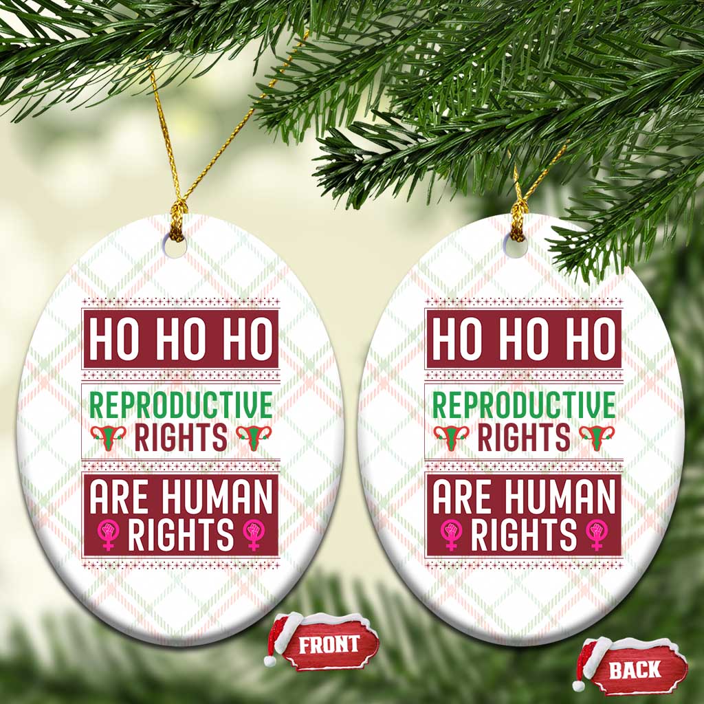 Funny Christmas Feminist Gift Ceramic Ornament Reproductive Rights Are Human Rights - Wonder Print Shop