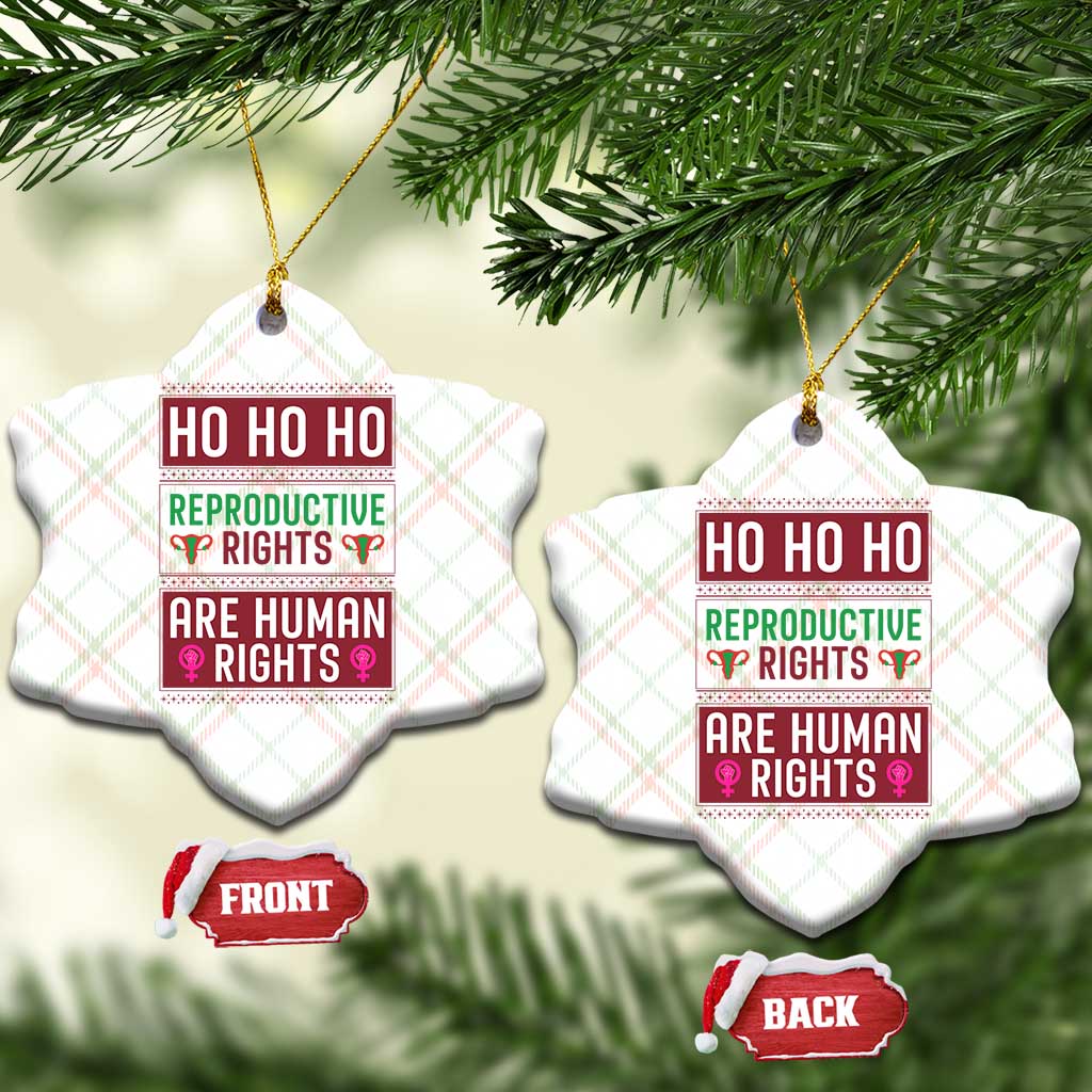 Funny Christmas Feminist Gift Ceramic Ornament Reproductive Rights Are Human Rights - Wonder Print Shop